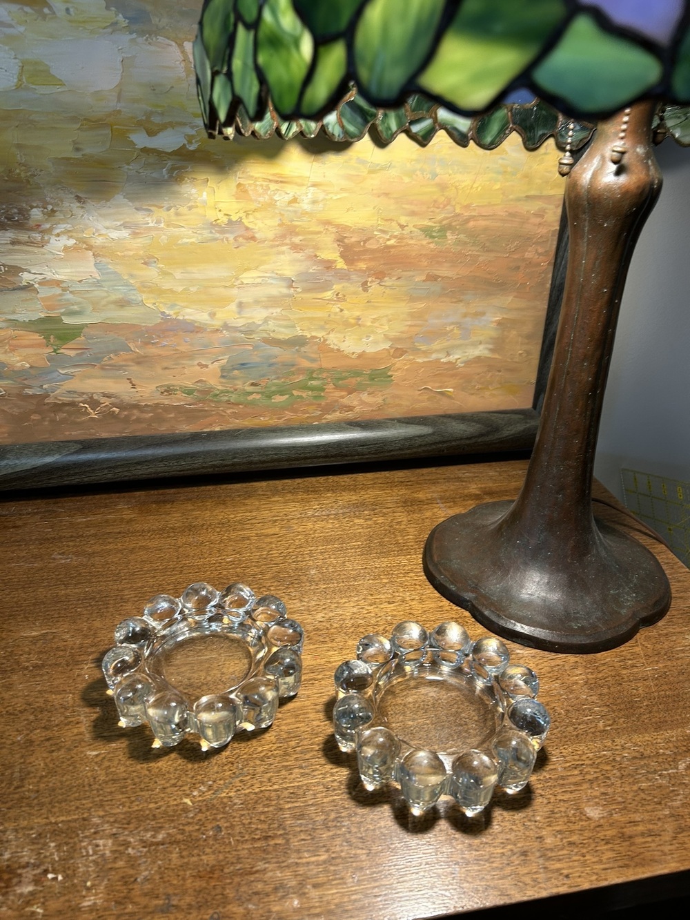 Vintage MCM Boopie Clear Bubble Glass Ashtrays / Trinket Dishes - Set of 2